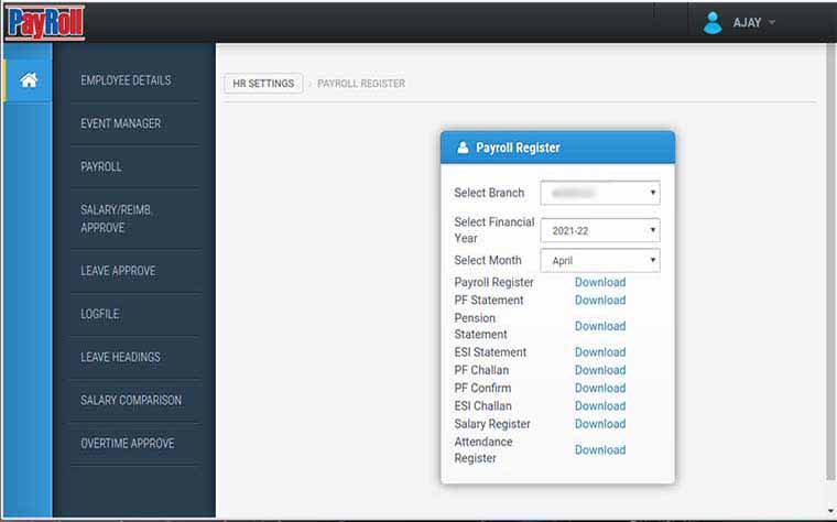 Gen Payroll Employee Details Interface